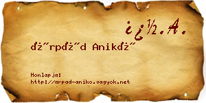 Árpád Anikó névjegykártya